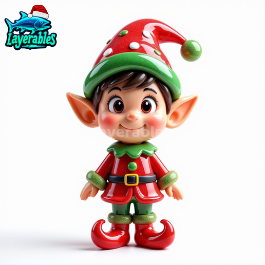 Festive Christmas Elf Chibi-Style 3D Model - Holiday Decoration STL
