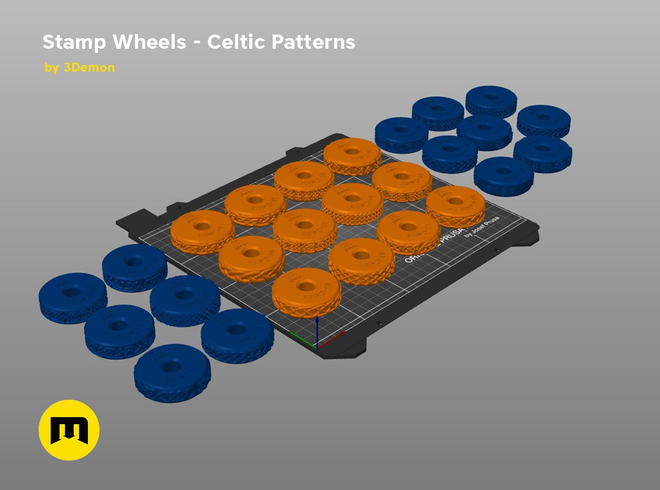 celtic-stam-wheels-prusaslicer.jpg Fichier STL Tampons pour l'argile - motifs celtiques・Objet pour imprimante 3D à télécharger, 3D-mon