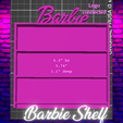 Barbie-shelf-wider1-1.png Barbe  logo shelf Wider -smaller logo / Doll house furniture / Miniature shelf / Barbie shelf / Mini toy display / toy display stand