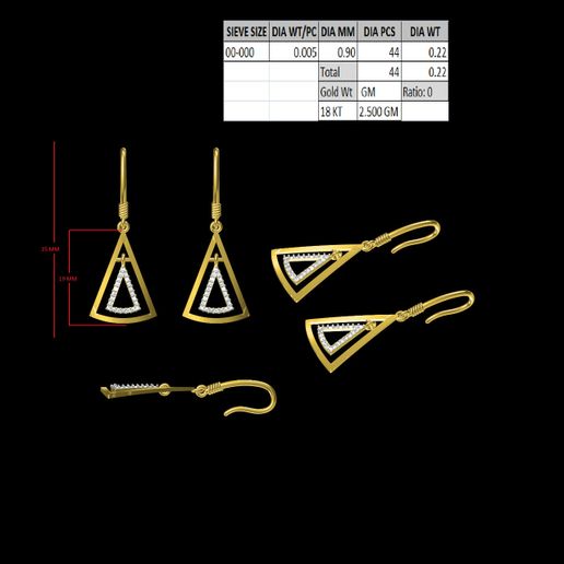 Beutyful Diamond Part earing - 3D model önizlemesi