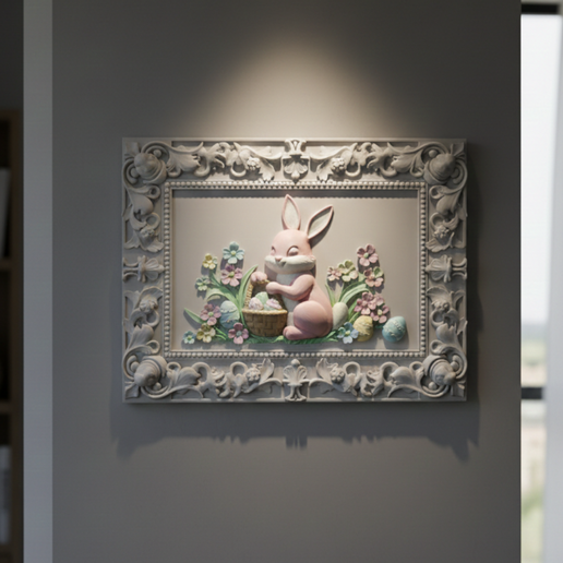 Cute Easter Egg & Bunny Wall Art STL | Kawaii Spring Home Decor