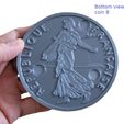 Franc_1_btm_B_with_text_V1.jpg Free STL file Coin coaster Franc 1・Design to download and 3D print