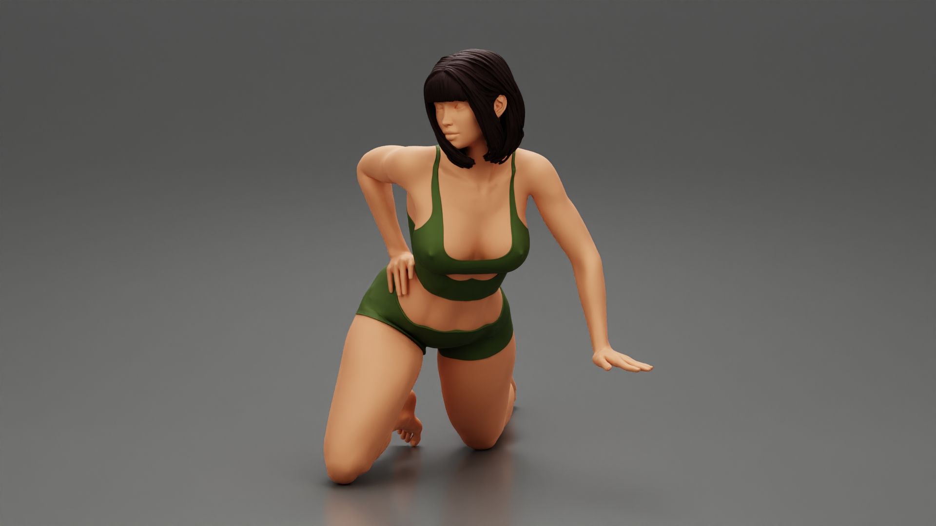 Girl-05.jpg Fichier 3D Fille sexy posant à genoux Modèle d'impression 3D・Objet imprimable en 3D à télécharger, 3DGeshaft