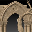 789uij.png Ancient Gothic Archway Entwined with Tree – Free 3D Printable Sculpture