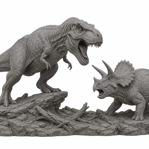 Dinosaur Diorama Statue 3D model