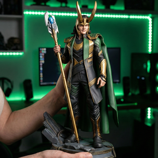 Horned Trickster God 3D Model | Green Cape Prince Miniature Figure (STL Download)