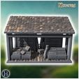 5.jpg Small wooden shack with crates containing rolled parchment scrolls and barrels, set on a wooden floor (54) - Medieval Gothic Feudal Old Archaic Saga 28mm 15mm RPG