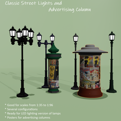22.png Classic Street Lights, advertising column, HO, 1:43, 1:64, 1:72, 1:87, 1:35, 28 MM, 1:48, 1:50, 1:60, 1:76, 1:100