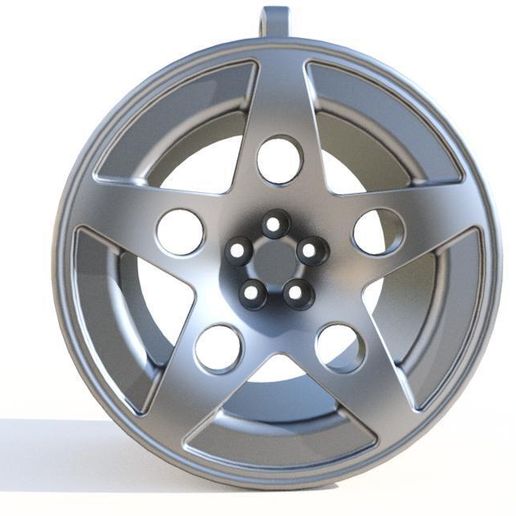 5 Spoke Wheel Keychain | Realistic Rim Keyring STL | Automotive 3D Print