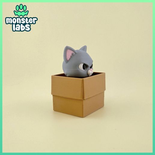 📦 Box Cat Fidget Clicker Keychain・ 3D File for 3D printing・Cults