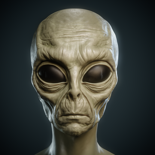 Realistic Alien Man Mask - Halloween Cosplay Costume
