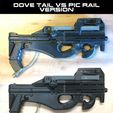 4-DOVE-vs-PIC-P90-RAIL-mount.jpg UNW P90 styled Bullpup for the Tippmann 98 Custom Platinum edition (the picatinny rail version)