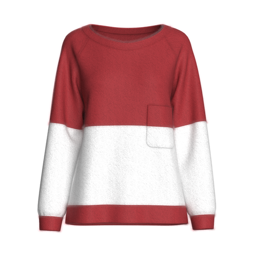 Girls Long Neck Raglan Sweatshirt With Fur  | Marvelous / Clo3d / obj / fbx