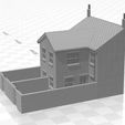 Terrace LRR 2f-W-02.jpg N Gauge Low Relief Rear Terraced House With Two Storey Extension and walls