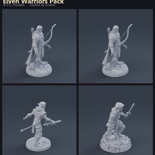 Elven Warriors Pack 3D printable STL miniature
