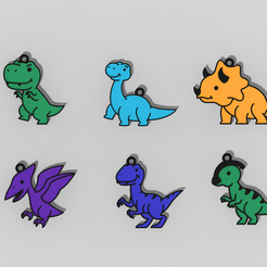 3.png Archivo STL LINDOS LLAVEROS BEBÉ DINO JUEGO DE 6 - LICENCIA COMERCIAL・Idea de impresión 3D para descargar