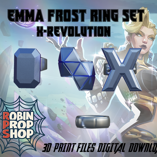 RPS MR Emma Frost X-Revolution || Inspired Cosplay Ring Set STL File for 3D Printing 3D model