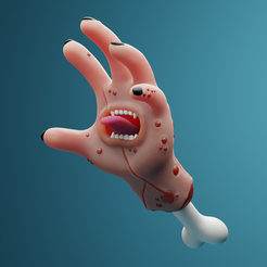 001.png ZOMBIE HAND with Mouth for Halloween STL