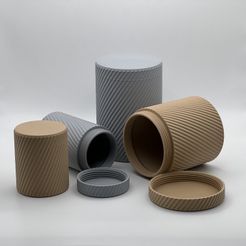 01.jpeg Файл 3D Behälter mit Schraubdeckel / Aufbewahrungsboxen in 4 Größen・Модель для загрузки и печати в формате 3D