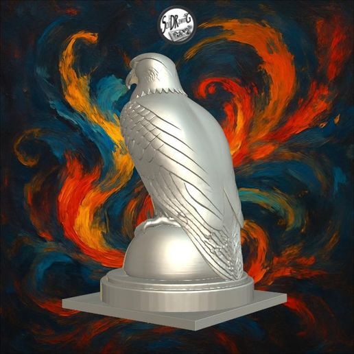 jpg_frame_03.jpg Águila posada sobre base de piedra redonda - SoliDRawinGs SG2597