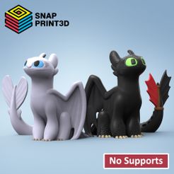 ToothLessPack.jpg Fichier STL CUTE TOOTHLESS AND THE LIGHT FURY (EASY PRINT NO SUPPORT)・Modèle à télécharger et à imprimer en 3D