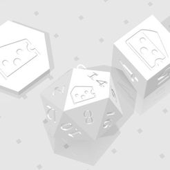 D2 D6 D20 - Baffled Cheese.jpg STL file D2, D6 and D20 - Baffled Cheese Symbol Logo・3D printable model to download