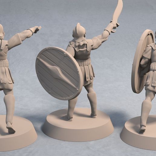 Download file Soldiers of Nemis with Sword and Shield (3 unique miniatures) 3D printable