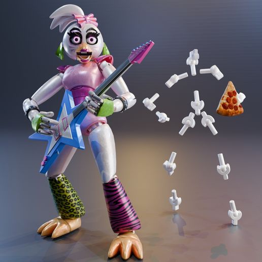 Glamrock Chika - FNAF - Modelo 3D articulado (42 peças)