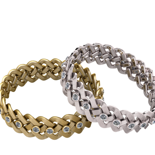 Luxury Interwoven Diamond Gold and Silver Rings