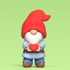 Cod1481-Gnome-Giving-Heart-1.png 3D file Gnome Giving Heart・3D printing design to download, Usagipan3DStudios