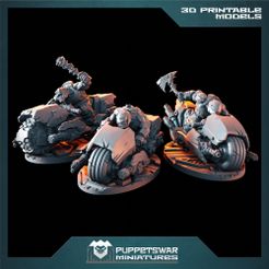 ork-biker-squad-2v2.jpg 3D file Orc Bikers set A・3D printing model to download, Puppetswar_Miniatures