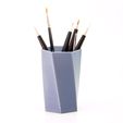 六边形（光）角度1 灰 笔.jpg Hexagon Pencil Holder/Brush Pot