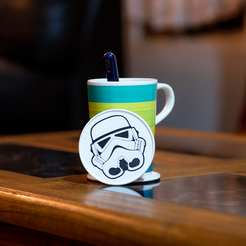 2.png Free STL file Star Wars Stormtrooper Coaster・Object to download and to 3D print