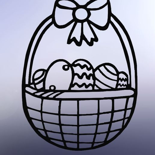 6-1.jpg line art easter, 2d art easter decor, wall art easter decor, basket with eggs decor, eggs, easter eggs