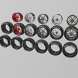 9.png PACK OF 05 20'' WHEELS AND 6 TIRES FOR SCALE AUTOS AND DIORAMAS!