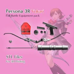 Yukari-Pack.jpg Yukari Takeba, Persona 3 Reload Full Cosplay Battle Equipment Pack (S.E.E.S Equipment + Yukari's accesories + Bow + Quiver + Arrow) STL File