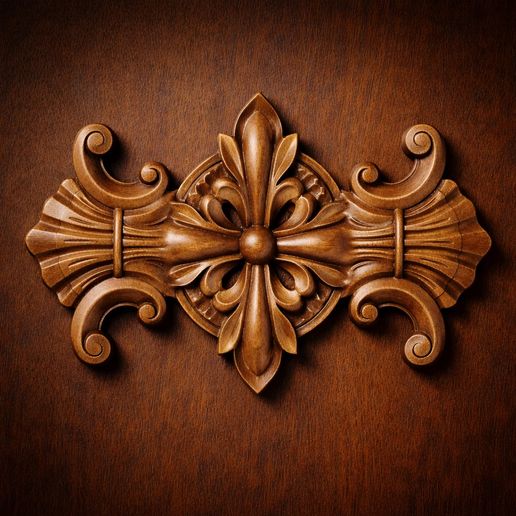 Fleur-de-Lis Baroque Crest STL | CNC Decorative Applique
