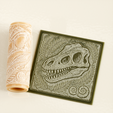 5.png Rouleau de Texture Fossile Crâne de Dinosaure Fichier STL - Rouleau Préhistorique pour l'Argile, la Poterie, le Fondant et l'Artisanat