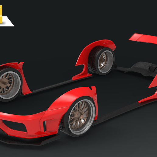 👾 1/24 F360 LBWK SYS WIDEBODYKIT FOR TAMIYA・ 3D File for 3D printing・Cults