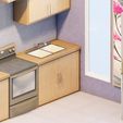 Low-poly-kitchen-5.jpg Low poly orthographic view of kitchen in a studio house Low-poly CG model