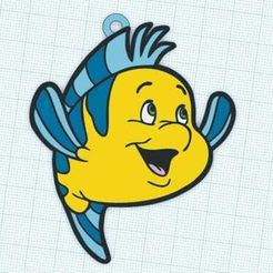 flounder-COMPRESS.jpg STL file Flounder keychain from The Little Mermaid・3D printable model to download