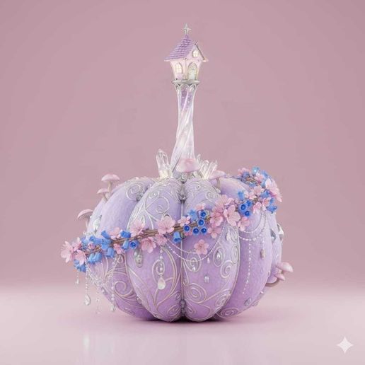pumpkin with flowers and a tower inspired in the movie rapunzel disney halloween 3D model