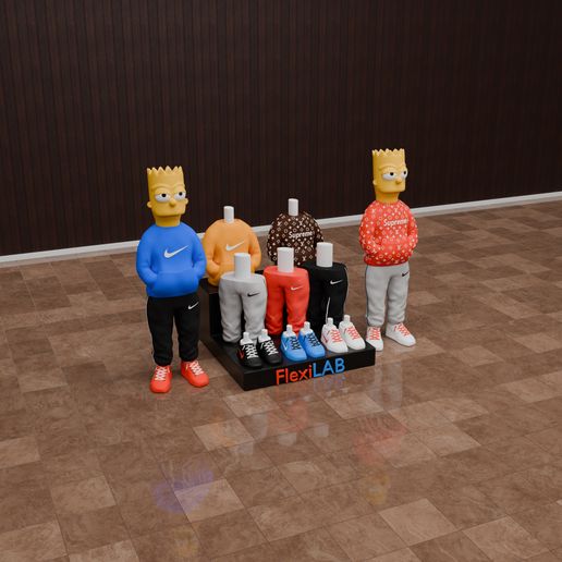 simpsons-3d-printing-files.jpg Bart Simpsons Urban Vibes old school style with changeable clothes and clothes stand - FLEXI LAB
