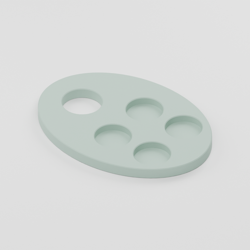 Small hand palette for acrylic painting — PalmPetal | STL + STEP | JLF-255