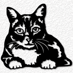 project_20230604_1435467-01.png Archivo STL gato realista arte de la pared gato atigrado decoración de la pared gatito patas 2d arte・Modelo de impresora 3D para descargar