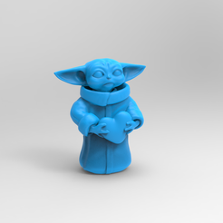 untitled.43.png STL file Baby yoda keychain, pendant, statuette with heart・Model to download and 3D print
