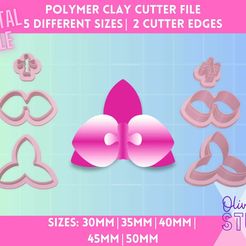 orchid.jpg 3pc Orchid Digital STL File for Polymer Clay, Christmas STL File, Digital Download