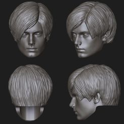 gtfjhhgjkghjk.jpg Archivo STL Leon S. Kennedy de Residual Evil 2 Remake cabeza para figuras de acción・Modelo para descargar y imprimir en 3D, ClayMan3D