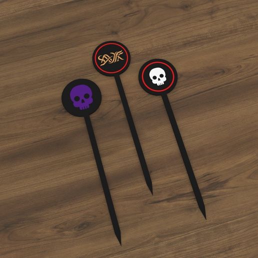 Halloween Skull Food Picks & Party Toppers | Multicolor STL & 3MF #CULTSOWEEN 3D model