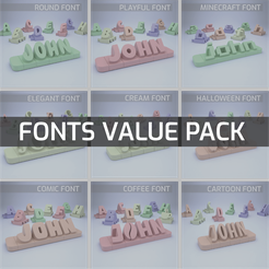 Fonts-Value-Pack.png 3D file 3D name from letters - Fonts Value Pack・Template to download and 3D print